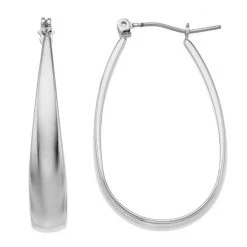 Napier Oval Hoop Earring Silver Tone