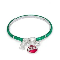 Napier Silver Tone Holiday Christmas Charm Bracelet