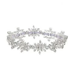 Napier Silver Tone Simulated Crystal Snowflake Bracelet