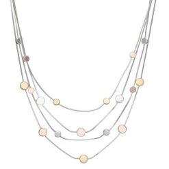 Napier Medallion Station Multi-Strand Necklace Gold Tone