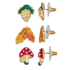 Napier Autumn Spiced Mushroom Leaves Stud Earrings