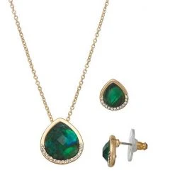 Napier Box Elevated Pendant Necklace Earring Set