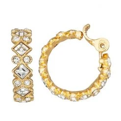 Napier Social Cubic Zirconia Stones Oval Hoop Earrings