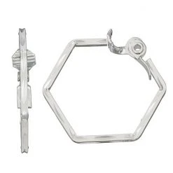 Napier Silver Tone Hexagon Clip-On Hoop Earrings