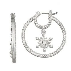 Napier Crystal Flakes Hoop Earrings