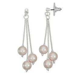 Napier Silver Tone Simulated Pearl Multi Strand Drop Earrings White