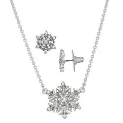 Napier Crystal Flakes Pendant Necklace & Stud Earrings