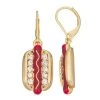 Napier Gold Tone Crystal Junk Food Hot Dog Drop Earrings