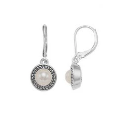 Napier Simulated Pearl Halo Drop Earrings Pearl White