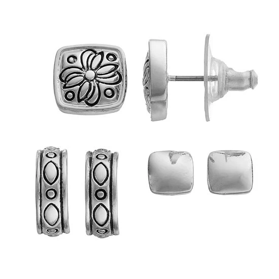 Napier Square Stud & Hoop Earring Set 1 Napier Square Stud & Hoop Earring Set