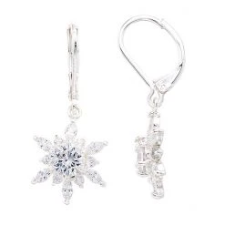 Women's Napier Silver-Toned Cubic Zirconia Leverback Drop Earrings